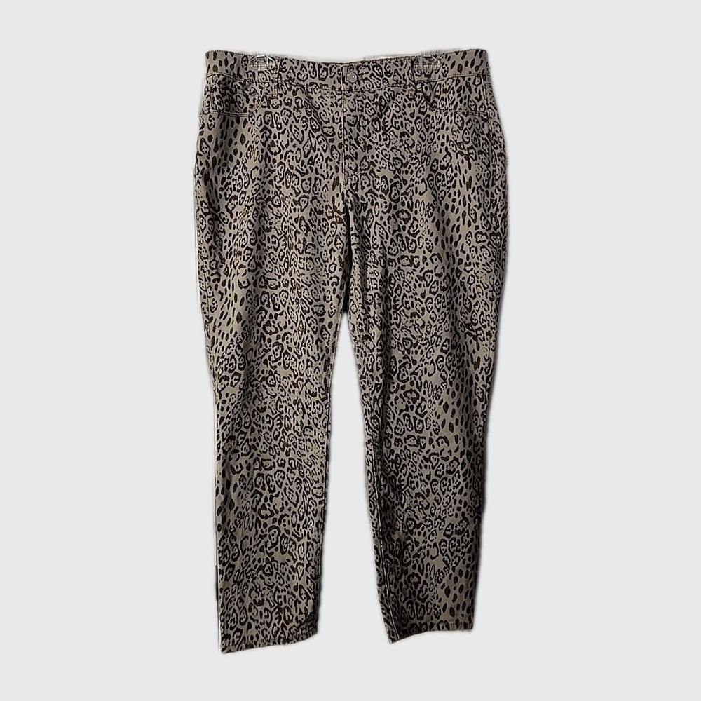 White House Black Market High-Rise Leopard-Print Skinny Ankle Jeans Size 14